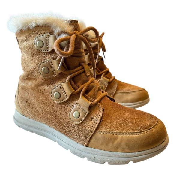 Sorel Womens Camel NL3039-224 Explorer Joan Suede Lace Up Waterproof Boots Sz 8 - Picture 1 of 13